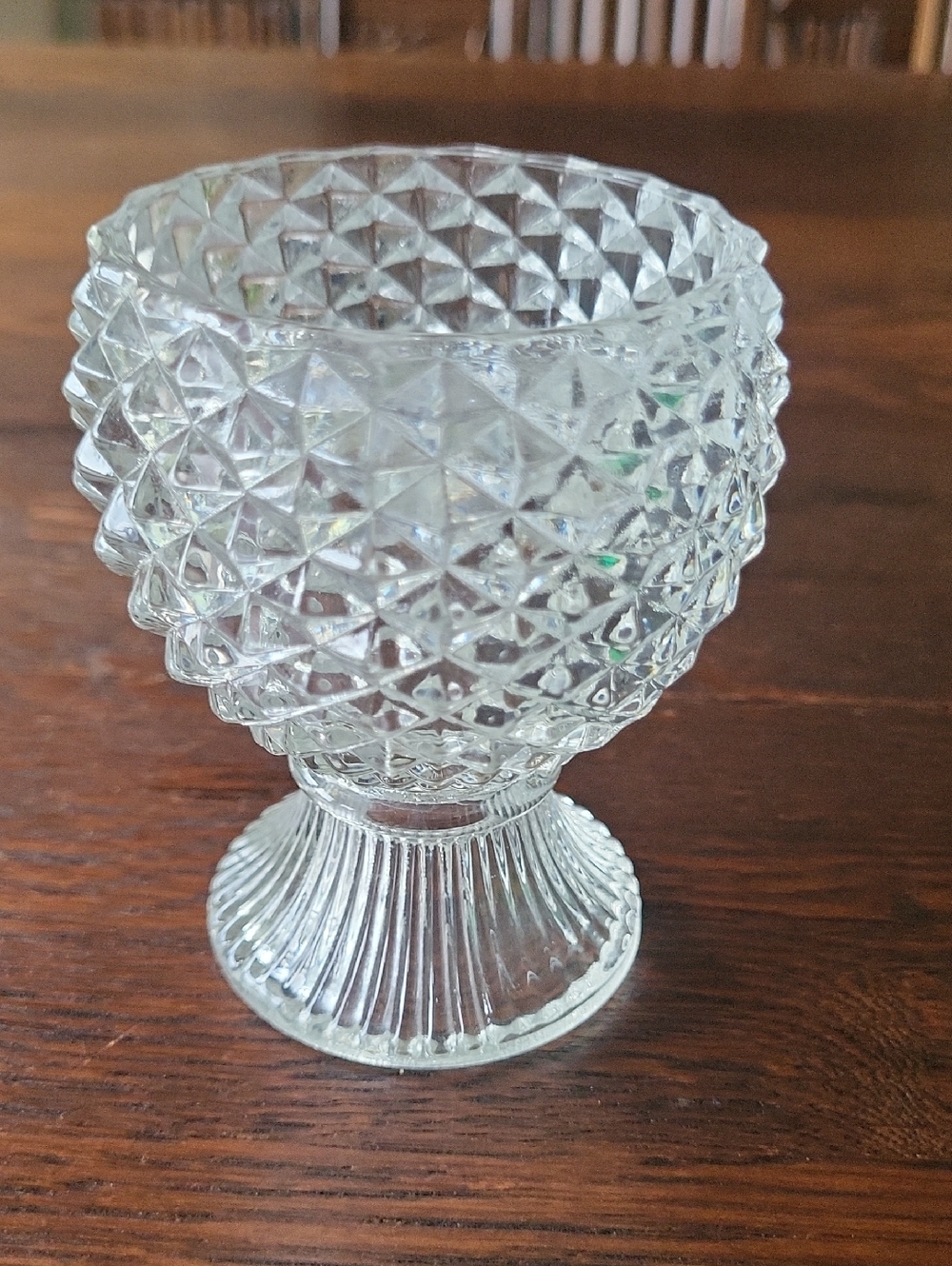 AVON Clear Pressed Glass Bowl with Diamond Pattern